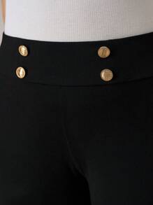 Chikora 大碼紐扣細節緊身打底褲