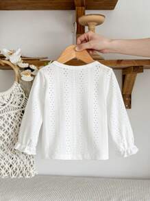 SHEIN Vintaside Kids Cardigan blanc léger pour bébé/tout-petit fille, vêtement de tous les jours décontracté, printemps/été, 0-3 ans