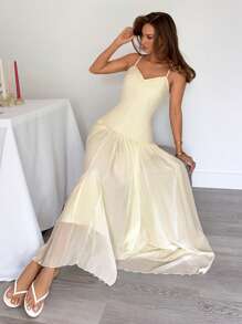 Siren Gaze Abito da spiaggia bohémien estivo 2025 - Abito lungo a sirena con scollo a V color giallo burro, orlo asimmetrico in chiffon leggero | Outfit da vacanza in isola e luna di miele per donna, abito da cocktail per festa in piscina e matrimonio, abiti per laurea e vacanza