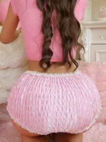 PetitDoll Bragas de satén de mujer con decoración de moño dulce y lindo en color rosa