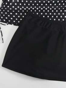 Swim Lushoire 2pcs Women Polka Dot Printed Swimwear, Slimming & Flattering Hot Spring Holiday Swimwear Set For Summer Beach Vacation - Black - View 8