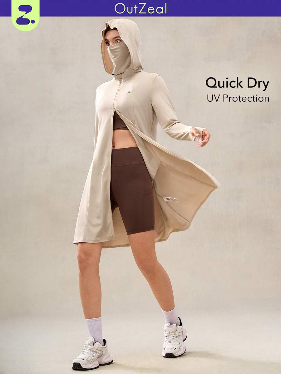 OutZeal Women's UV Protection UPF50+ Quick-Dry Long Sun-Proof Jacket Women With Mask Everyday Daily Casual - Khaki - View 1
