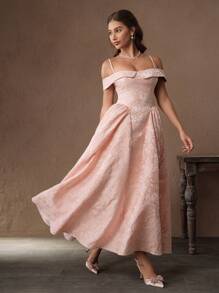 Savoree Women's Sleeveless A-Line Embroidered Long Dress - French Style, Pink