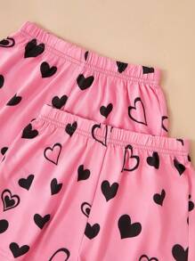 3 Stück/Set Mädchen Casual Süß Herz-Katzen-Muster Kurzarm T-Shirt, Shorts, Lange Hose Heim Outfit Vatertags Geschenke Welpe Sommer Strand Sommer Kleidung Pyjama Sets Mädchen Kleidung 4 Kleidung für Mädchen 10 Mädchen Kleidung für Kinder 3 - Pink - Übersicht 3