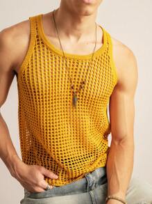 SWAVVY Chaleco de punto casual holgado sin mangas para hombre, de moda y uso diario para jóvenes