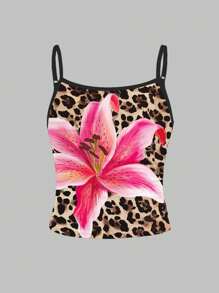 SHEIN Girlism 3 件套可爱樱桃红、紫红色、橙色扎染热带花卉印花工字背心，青少年女孩修身休闲运动基本款吊带背心 3 件套，海滩复古风格，可爱的 Y2K 椰子女孩波西米亚风度假，适合夏季 - 彩色 - 查看 4