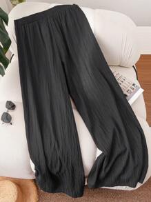 SHEIN Frenchy Pantalon élégant pour femmes de grande taille, style printemps-été, décontracté mais chic, pour le bureau, la plage, la Saint-Valentin. Pantalon de poche, pantalon de vacances à la plage, violet, pour étudiantes, pantalon d'été pour la Saint-Valentin