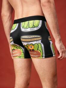 Cuecas Boxer Boxer Estampa de Desenho Animado Casuais para Homens, Adequadas para Uso Diário - Multicolorido - Visão 2