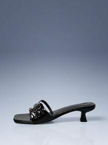 CUCCOO GRLICON 女士高跟凉鞋，Y2K风格，朋克摇滚，机车风，酷女孩，适合万圣节、圣诞节、派对 - 黑色 - 查看 2