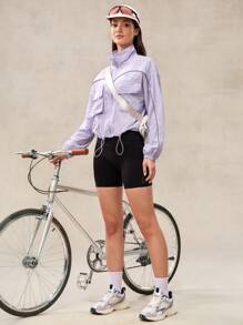 OutZeal WeatherProof-Air Water-Resistant UPF50+ Lightweight Oversize Jacket Women Drawstring Hem For LightRain Everyday Daily Casual