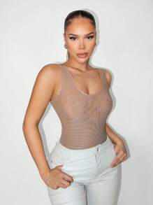 Sirith 女士夏季网眼透视性感露背紧身衣