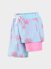 Traje de baño con estampado simple para niños de talla grande