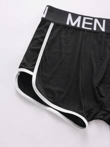 EasyFave سراويل داخلية للرجال مطبوع عليها حرف مع تفاصيل ملونة، مناسبة للاستخدام اليومي - الأسود - مشاهدة 5