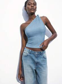 Maija 2025 Herbst/Winter Neue asymmetrische geschnittene asymmetrische verdrehte Strick-Asymmetrischer Ausschnitt Top für Frauen, modern elegant urbaner romantischer raffinierter Y2K Country Music Festival Vintage Koreanischer Flughafen Reise Straßen-Stil Hochzeitsgast Geburtstag Halloween Business Lässig Büro Date Party Ausflug Schule Herbst/Winter