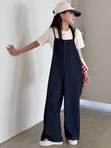 Dazy Kids Tween Girls' Loose Fit Casual Denim Overalls