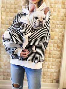 Sudadera con capucha a rayas para mascotas - Suéter suave y acogedor para gatos/perros, transpirable y elástico, diseño a rayas lindo, perfecto para mascotas pequeñas a medianas