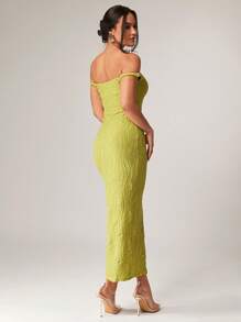 Silquee Women's Elegant Olive Green Summer Seductive Party Dress, Off-Shoulder One Shoulder Stretch Fabric,Festival Beach Vacation Birthday Clothes - Green - View 2