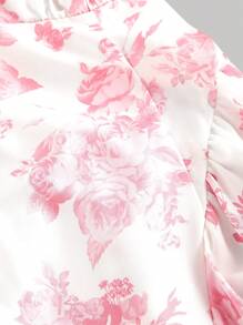 SHEIN MOD Women's Romantic Floral Print Halter Mid-Length Dress