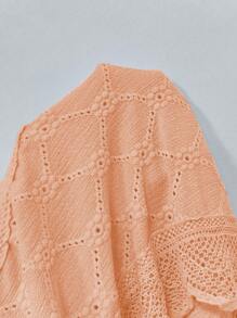 SHEIN Unity Blusa con manga abullonada y botones al frente, simple para uso diario, para verano - Naranja - Ver 6