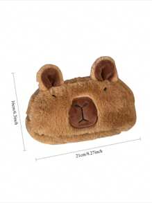 1PC Capybara 可爱毛绒铅笔袋 大容量学生卡通铅笔袋 礼物和礼品多功能收纳袋 可爱多功能收纳袋 铅笔袋 化妆包 学校用 文具 化妆品 护肤品 口红 刷子 硬币 小物品 返校 学校用品