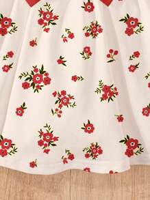 SHEIN 2pcs/Set Baby Girl Ruffled Sleeve Bow Decor Cute Bee Print Summer Dress, Fashion - Multicolor - View 6