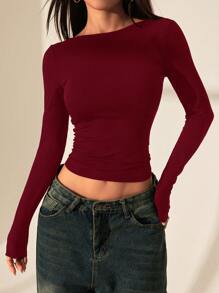 SHEIN PETITE Top da donna con schiena scoperta e cuciture in pizzo. Indumento sexy adatto per le uscite, ideale per l'estate.