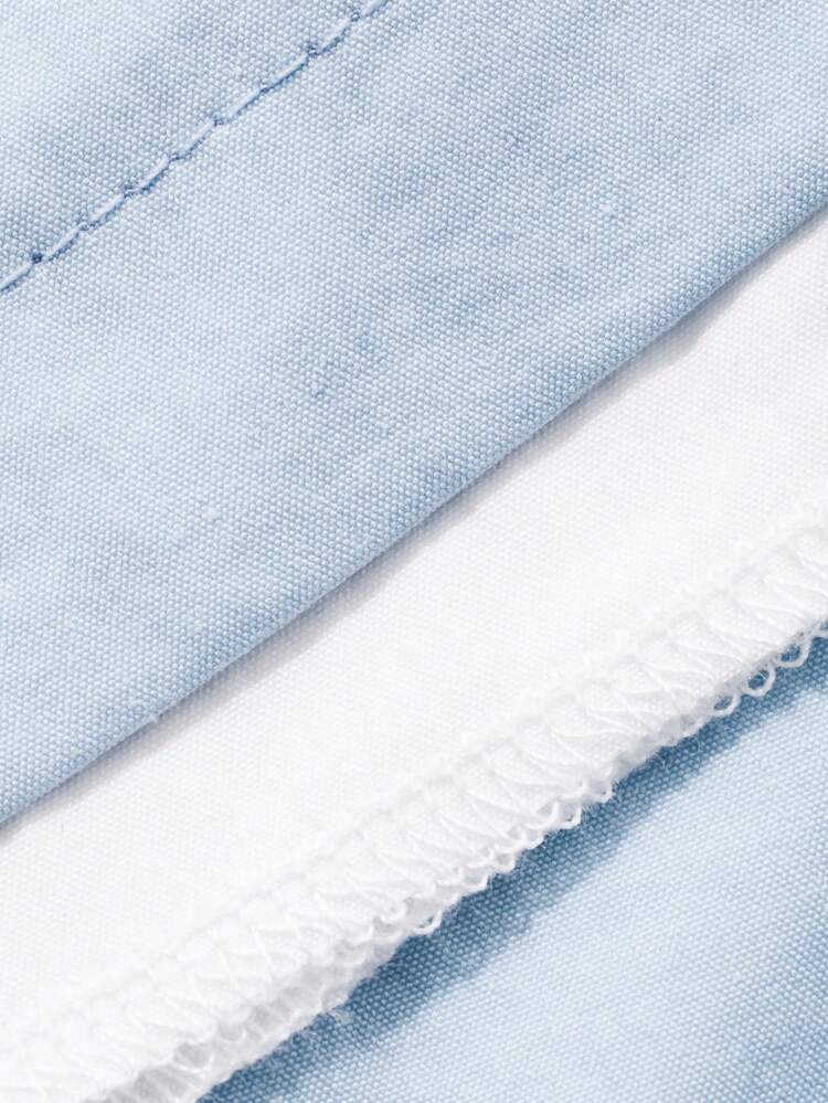 Tween Girl Color Block Drawstring Waist Letter Embroidery Casual Skirt, Summer, Back To School