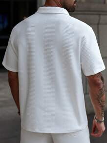 Manfinity Homme Plus Size Men's Casual Plain Short Sleeve Polo Shirts For Summer - White - View 4