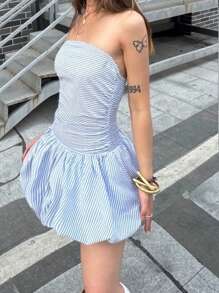 Coolane Kids 少女春夏街头时尚蓝色条纹修身款 - 藍色 - 查看 5