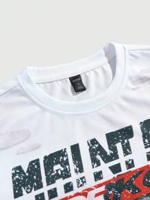 ROMWE MEN Street Life Men's Casual Boxing Character Print Dropped Shoulder Loose T-Shirt & Drawstring Waist Shorts Set