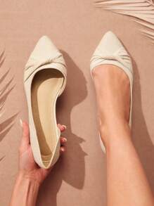 SHUZIA Women Comfortable Pointy Toe Twist Strap Flats