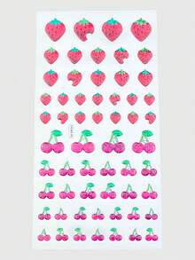 ROMWE Kawaii 1 Sheet Cute Holographic Strawberry & Cherry DIY Stickers For Planner, Scrapbooking - Multicolor - View 2