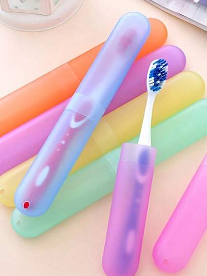 1pc/2pcs/5pcs/10pcs Travel-Friendly Dustproof Toothbrush Case - Portable Plastic Container For Storing Toothbrush Head For Daily And Travel Use,Color Random