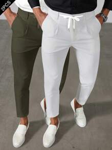 Manfinity Bizformal Quần âu công sở nam phong cách giản dị, INS kết hợp với quần dài tiết kiệm chi phí. Sản phẩm này có thiết kế thắt lưng, phù hợp để đi làm, tiệc tùng và mặc hàng ngày. Sản phẩm cũng là món quà lý tưởng cho bạn trai hoặc chồng. Quần âu công sở nam màu trơn có dây rút eo, quần âu, quần âu, quần âu, quần thiết yếu, gói quần nam - Nhiều màu - Xem 5