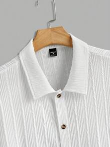 Manfinity RelaxMax Men Solid Color Plain Button-Down Casual Short-Sleeve Shirt For Boyfriend Gift Men Summer Shirtswhite Top For Menwhite Tops For Menwhite Men Shirt