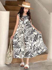 Dazy Kids 少女无袖碎花连衣裙，女孩夏季服装，返校度假装 - 彩色 - 查看 4