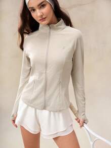 OutZeal 女士防晒夹克 健身服 夏季长袖上衣 防紫外线 凉爽触感 修身剪裁 带拉链口袋和拇指孔