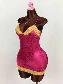 Amplova Fairycore Wedding Guest Dress Women Lace Patchwork Jacquard Bodycon Mini Dress