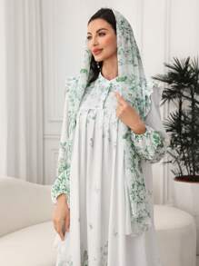 Al Najma Women's Stand Collar Long Sleeve Floral Print Dress For Summer Fall Cloth For Women