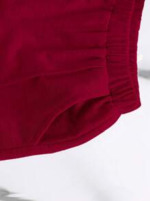 SHEIN Little Byeori 2 件/套年轻男孩舒适日常百搭时尚宽松日韩风简约运动风字母印花花灰色拼接撞色无袖短袖背心针织上衣T恤短裤套装，适合春夏季节、日常生活、运动、校园、聚会、节日、演出、摄影、返校季 - 紅色 - 查看 5