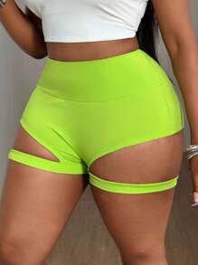 Maweii 大码纯色休闲短裤，适合夏季 - 薄荷綠 - 查看 2