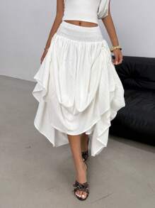 SHEIN EZwear 女士时尚双面半身裙，适合夏季 - 白色 - 查看 8