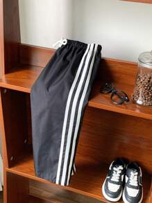Boys Casual Relaxed Fit Straight Leg Pants, Suitable For Spring And Summer - Black - View 4