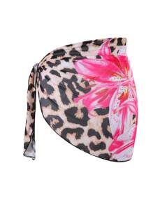 SHEIN Swim 两件套春假印花网眼沙滩罩衫