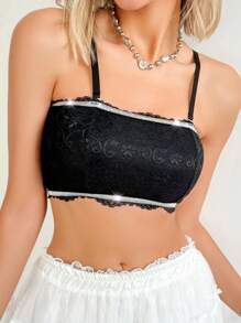 SHEIN Sujetador bandeau de encaje de moda para mujeres