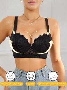 SHEIN 1 pieza Sujetador con aros moldeador de encaje y empalme para mujeres
