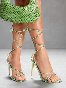 CUCCOO SZL 女士时尚优雅高跟凉鞋，夏季 - 薄荷綠 - 查看 2