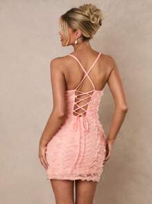 Glamine Women's Elegant Cross Tie Back Mini Dress,Summer Outfits For Women,Summer Dresses For Women,Wedding Guest Dress Women - Pink - View 1