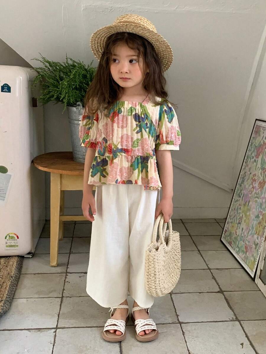 Hapijoa 2pcs Young Girls Fall Outfit Vacation - Apricot - View 1
