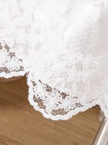 Baby Girl's Elegant V-Neck Puff Sleeve White Summer Dress